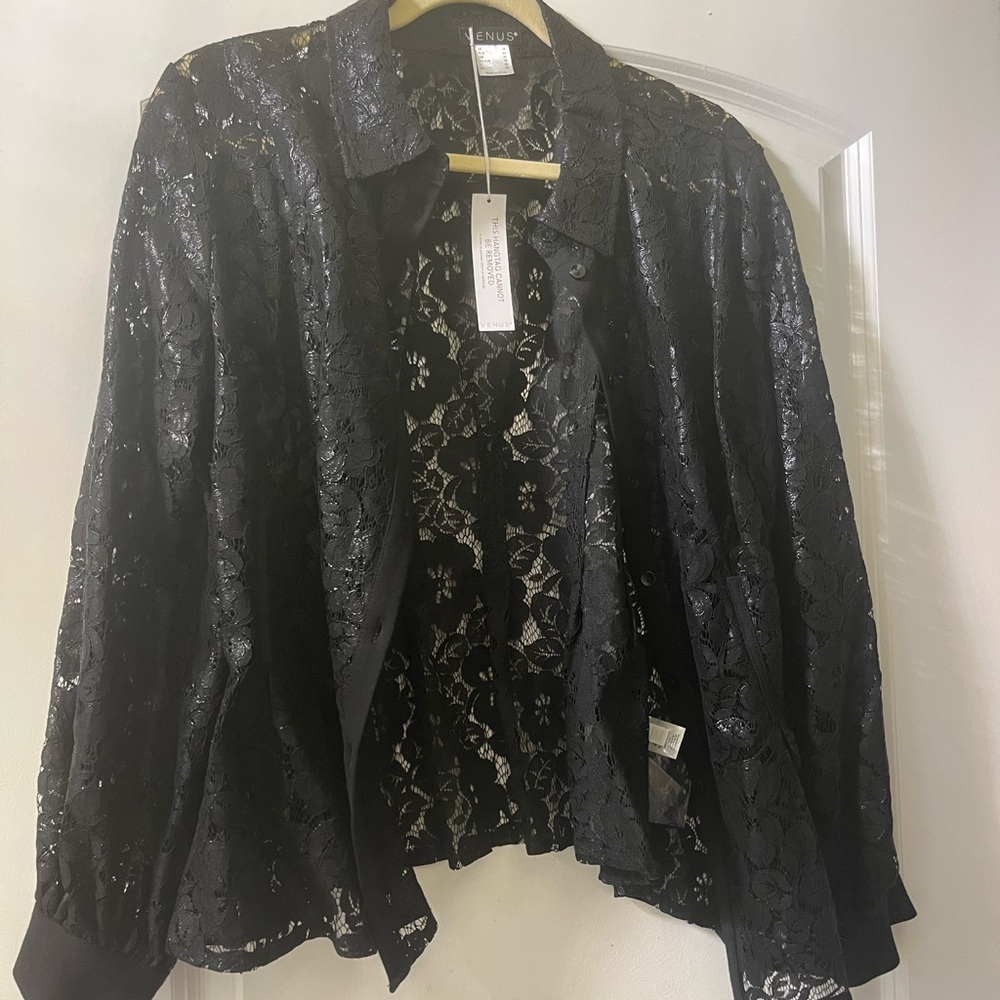 VENUS Women's Black Lace Blazer